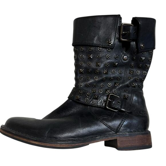 UGG Australia Conor Studded Moto Leather Boot Black Women Size 9.5 - Picture 3 of 10